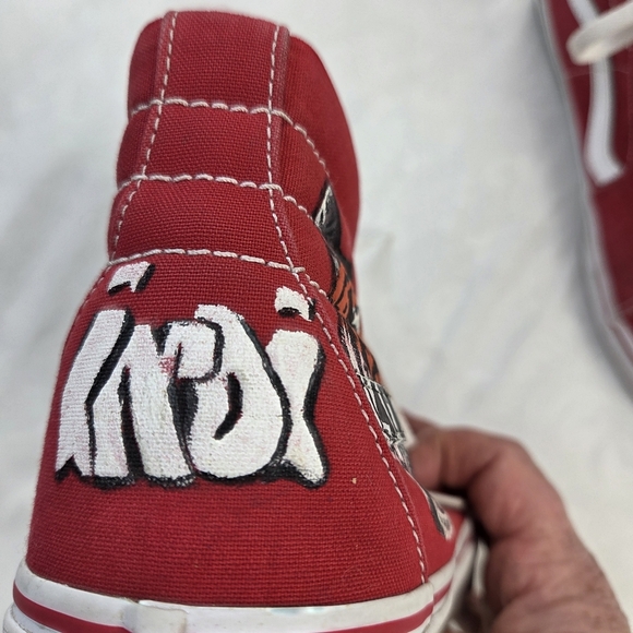 Vans Sk8-Hi Red Tiger Custom Hand Painted High Top Sneakers Size US 6.5/Women 8 - Picture 8 of 13